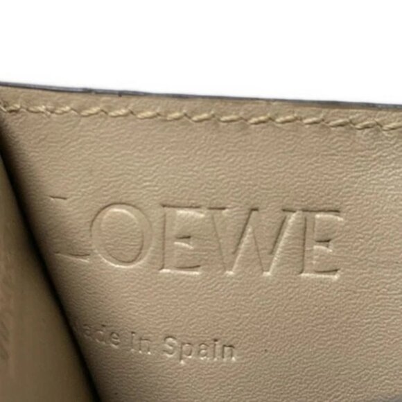 LOEWE Puzzle Plain Cardholder Khaki Brown White Leather Card Case - Picture 4 of 10